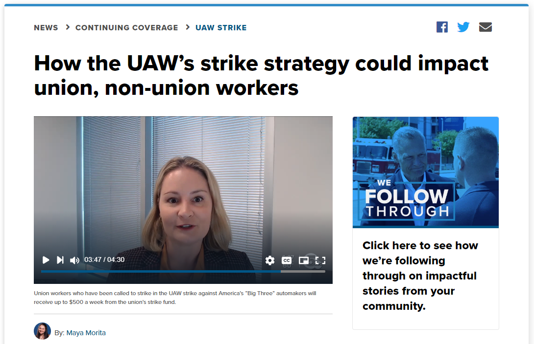 Jennifer Phillips comments on News 5 story covering UAW strike